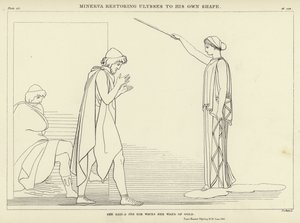 Minerva herstelt Ulysses in zijn eigen vorm door John Flaxman